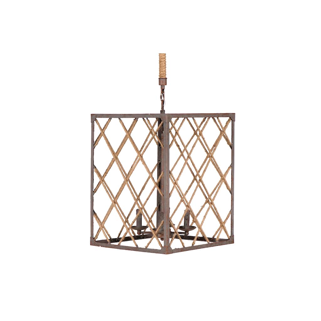 Metal and Draped Oyster Shell Chandelier with 2 Lights