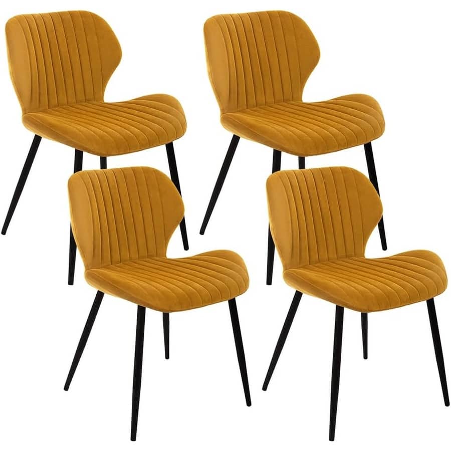 CangLong Mid Century Modern Leisure Upholstered Metal Legs for Kitchen Living Room Dining Chair,Set of 4, Brown 1