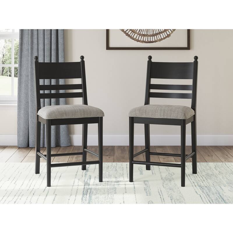 Signature Design by Ashley Chadworth Counter Height Bar Stool (Set of 2) - 20"W x 23"D x 42"H - Black/Gray