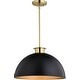 preview thumbnail 1 of 9, Vaxcel Lighting P0411 Devon 16" Wide Pendant Matte Black / Satin Brass