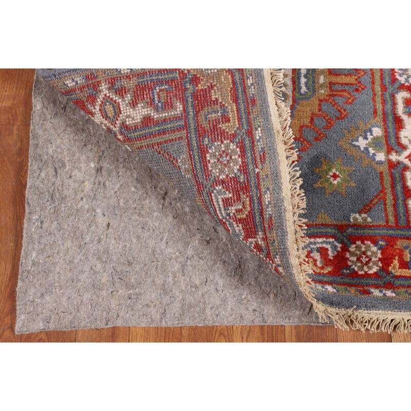 Blue Geometric Khotan Oriental Runner Rug Handmade Wool Carpet - 2'6"x 10'0"