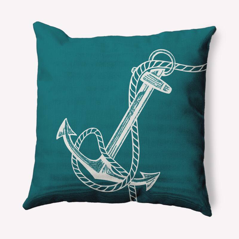 Anchored Nautical Indoor/Outdoor Throw Pillow - Ocean Teal - 16" x 16"