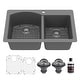 preview thumbnail 64 of 89, Karran Drop-In Quartz 33 in. 1-Hole 60/40 Double Bowl Kitchen Sink Kit Grey