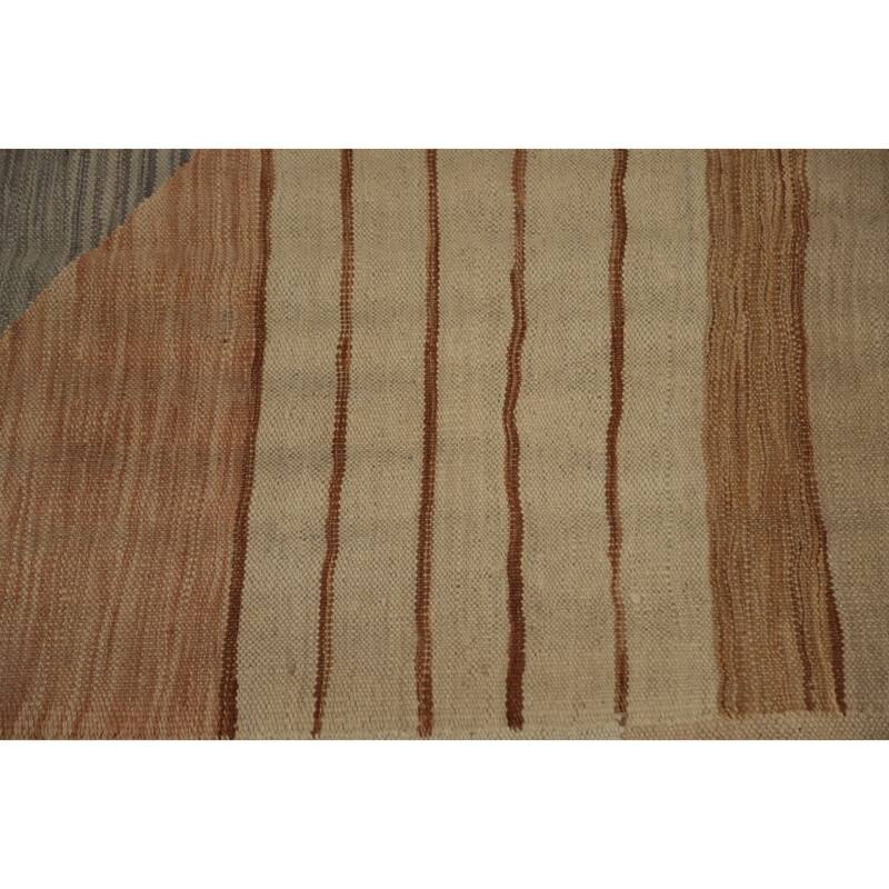 Hand Woven Oriental 100% Wool Carpet Southwestern Modern Brown Kilim Area Rug - 10' 1'' X 8' 3''