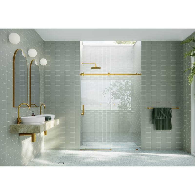 Glass Warehouse 64 in. x 78 in. Sliding Frameless Shower Door with Square Hardware