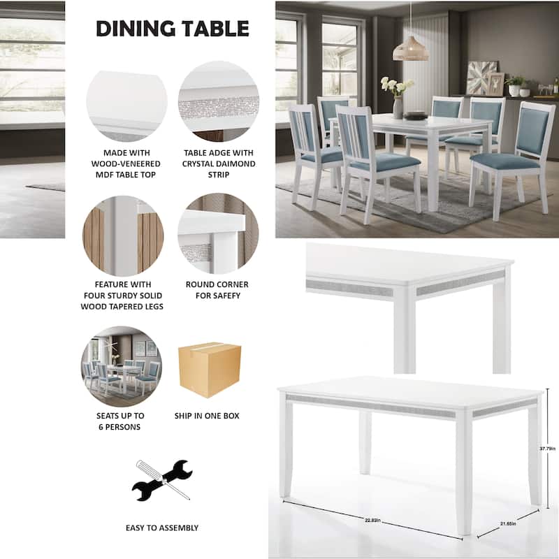 CraftPorch Luxurious Crystal Diamond Strip Dining Table
