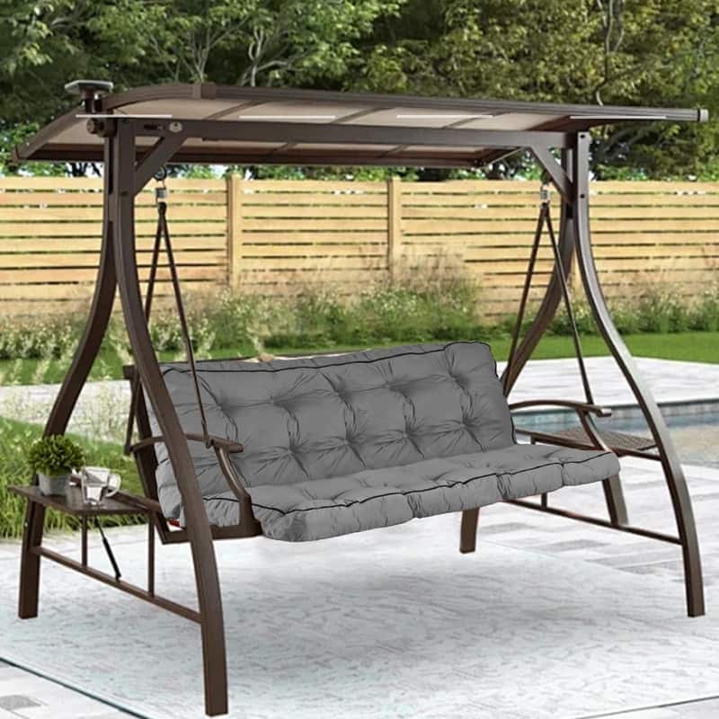 Porch Swing Replacement Cushion, 55in Outdoor Bench Cushions with Backrest , 3 Seat Patio Furniture Garden Loveseat Glider Pad