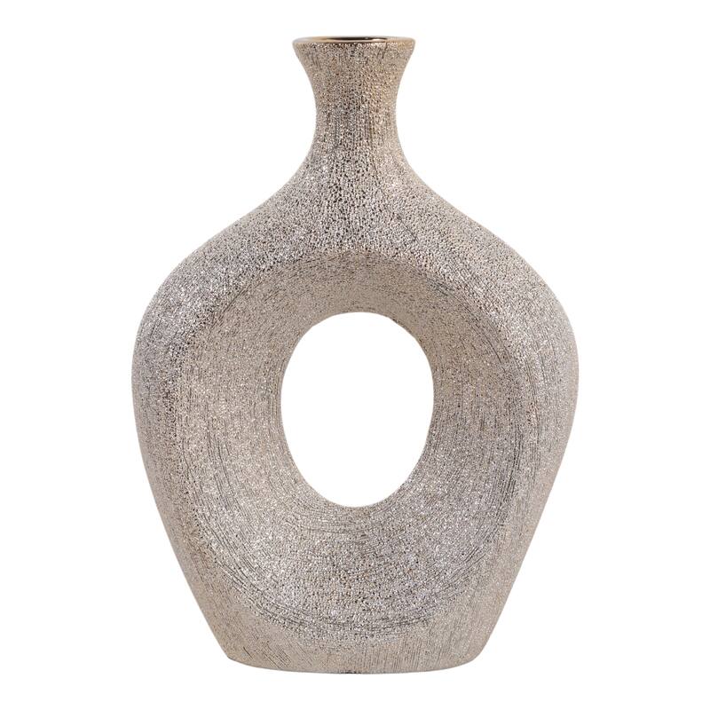 Modern Oval Ceramic Table Vase Cut-Out Design