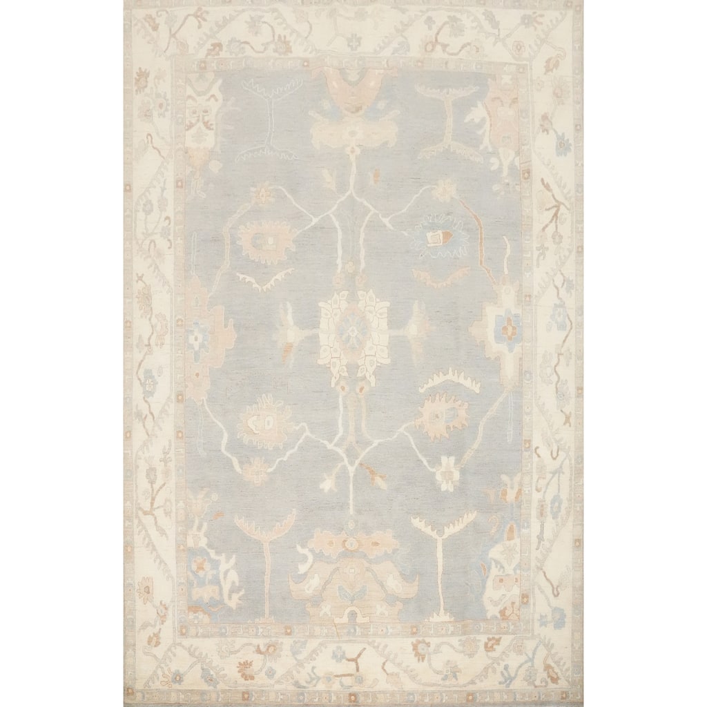 Hand Knotted Oriental 100% Wool Carpet Transitional All-Over Greys & Charcoal Oushak Area Rug - 11' 10'' X 9' 0''