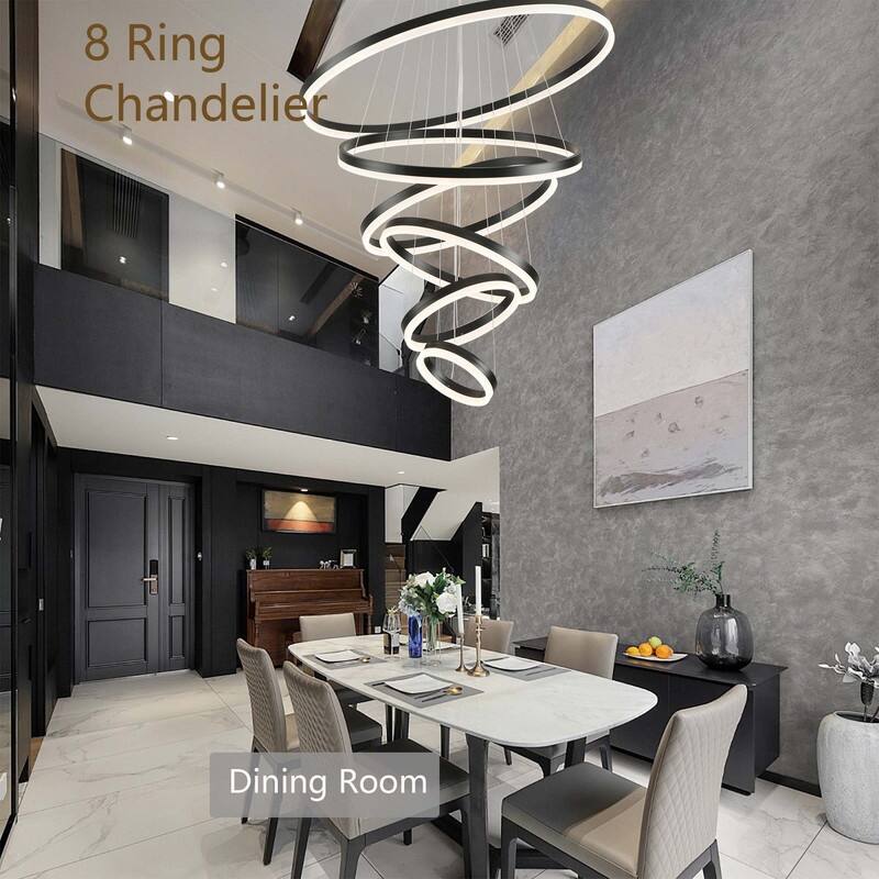 6 Ring Large Chandelier Light Fixture Modern LED Chandlier for High Ceiling