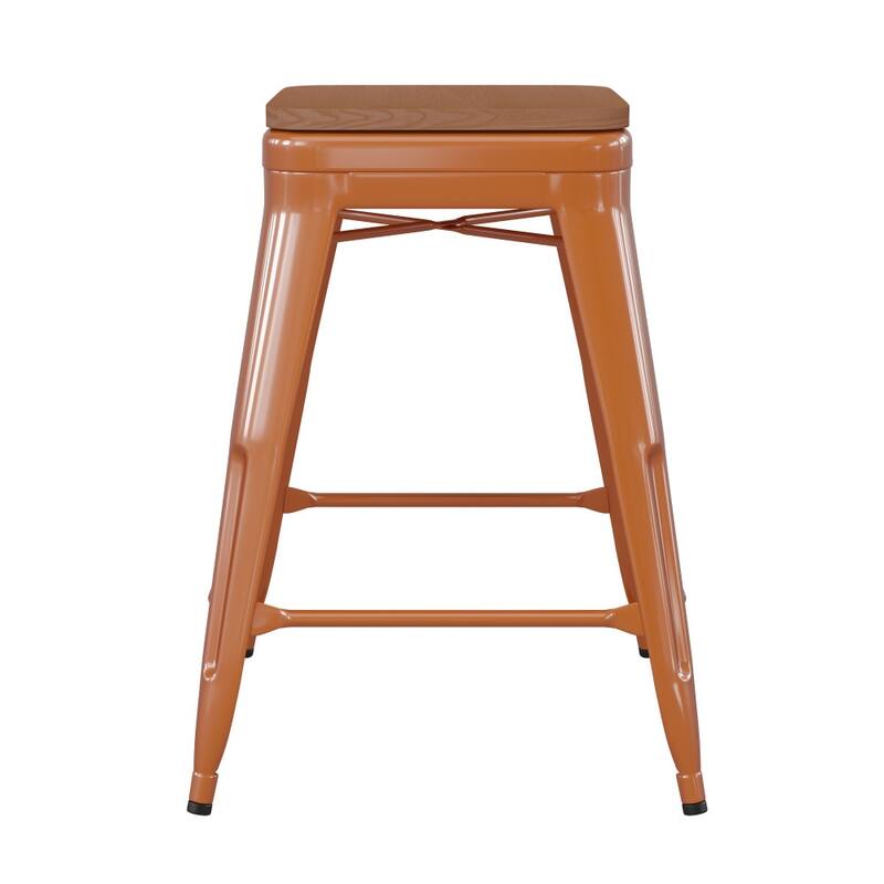 Indoor/Outdoor Backless Counter Stool with Poly Resin Seat