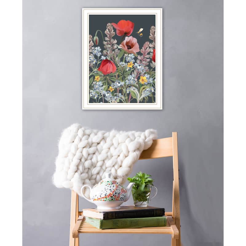 TrendyDecor4U Contemporary "Summer Garden Buzz" Framed Print Wall Art