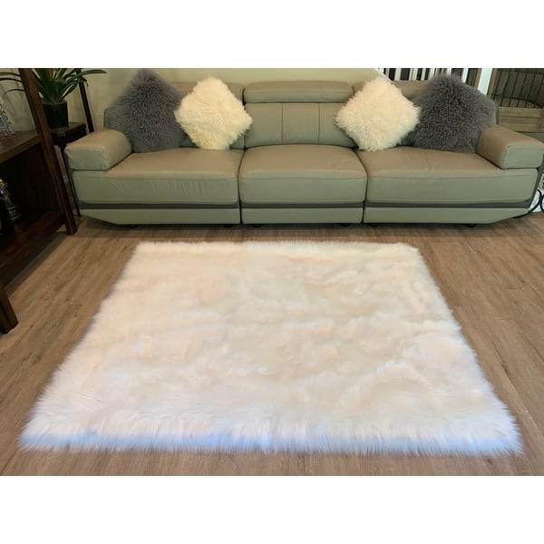 slide 1 of 39, Ovella Home Premium Faux Sheepskin Shag Square Area Rug