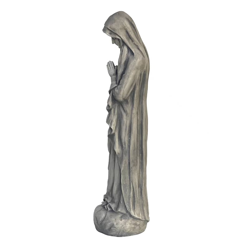 HomeRoots 32" Gray Polyresin Virgin Mary Outdoor Statue
