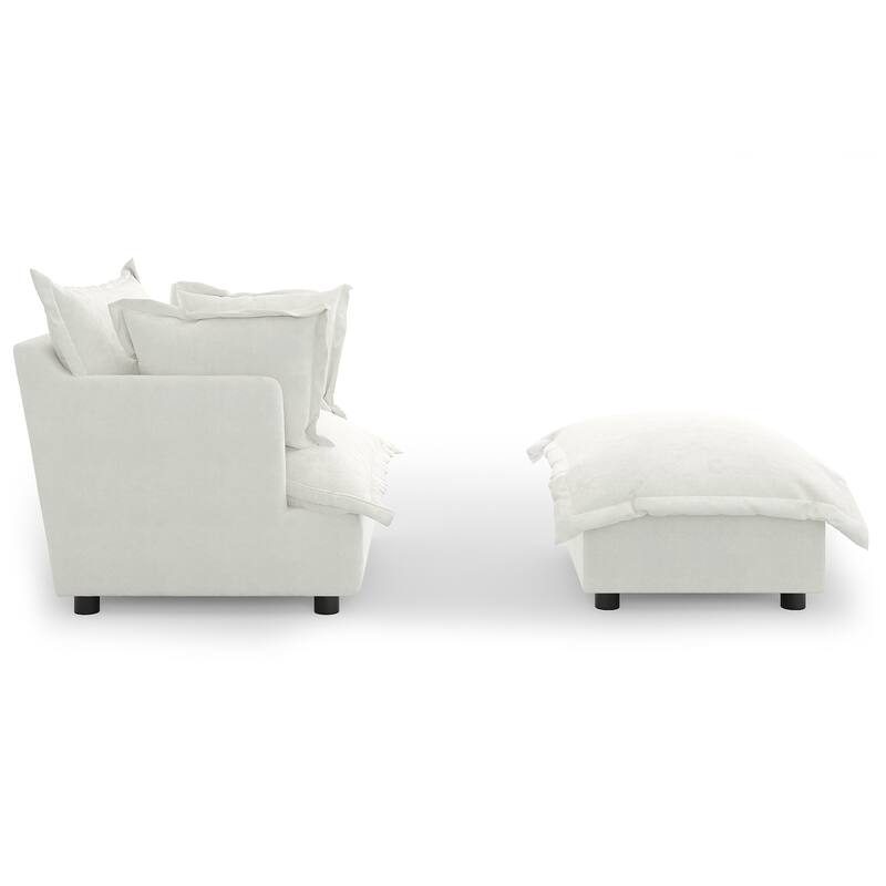 Modern Cloud Chaise Longue Accent Chair with Ottoman set