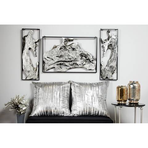 Silver Magnesium Oxide Contemporary Wall Decor Floral 23 x 35 x 3
