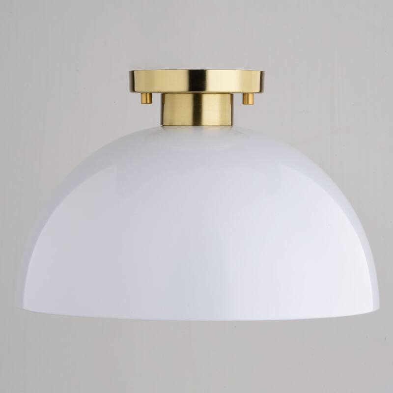 Devon 12.75-in W LED Compatible Mid-Century Modern Semi Flush Mount Ceiling Light