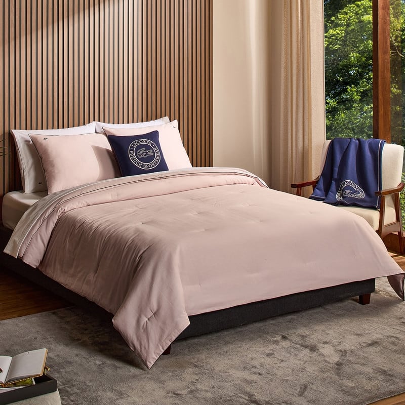 Lacoste Tiebreak 3-Piece Percale Cotton Comforter Set - Pink - King