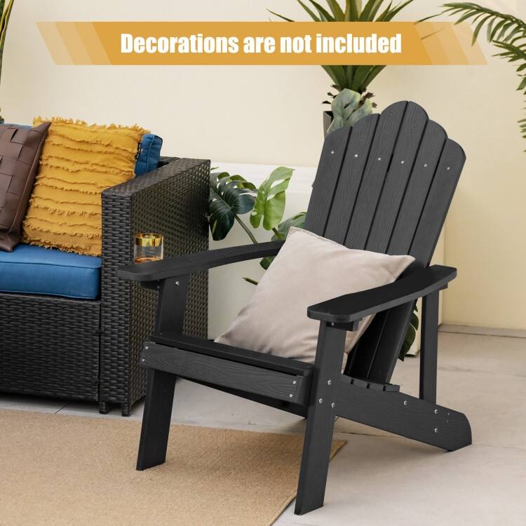 Weather Resistant HIPS Outdoor Adirondack Chair with Cup Holder - 33.4" x 30" x 37"