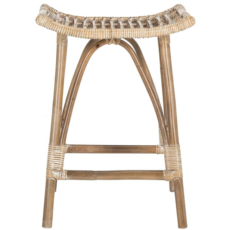 SAFAVIEH Huberte 25.6-inch Brown Rattan Counter Stool - 17.7" x 17.7" x 25.2" - 18Wx18Dx25H
