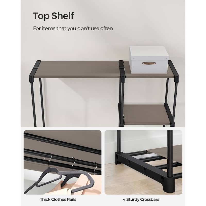 Freestanding Closet Organizer with Adjustable Shelves, Dual Hanging Rods and Storage Drawers