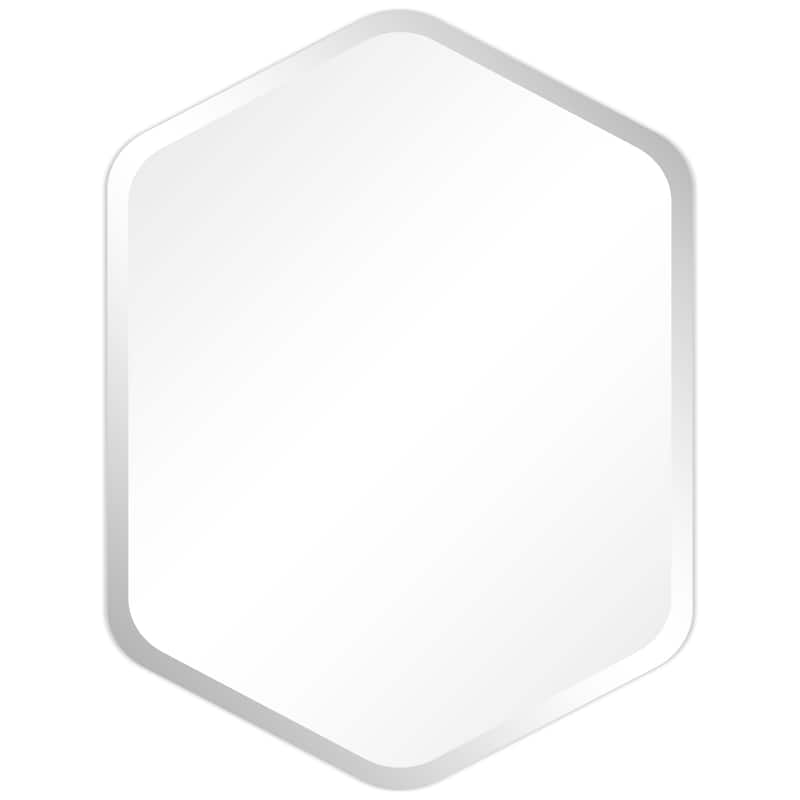 Frameless Beveled Hexagonal Black Matte Finished Wall Mirror - 24" x 32" x 0.6"