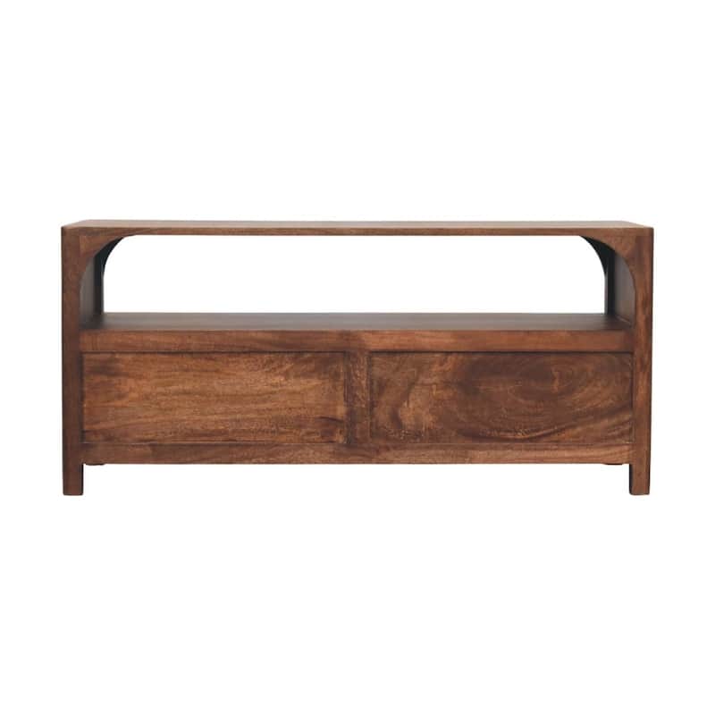 Artisan Furniture Solid Wood Arc-Line Media Console, Brown, 2-Drawers, 1-Shelf