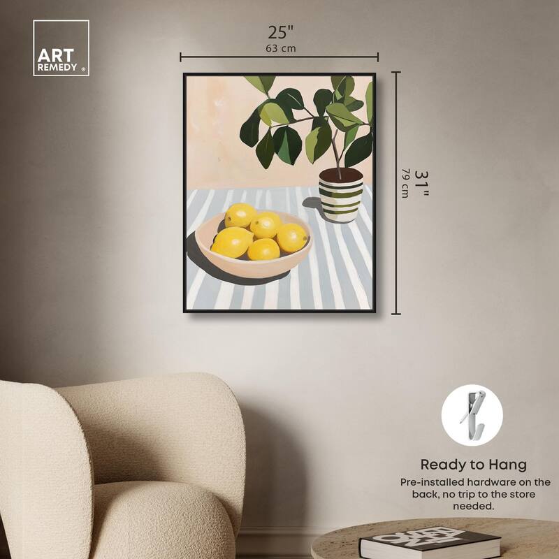 Lemon with Green Canvas by Art Remedy