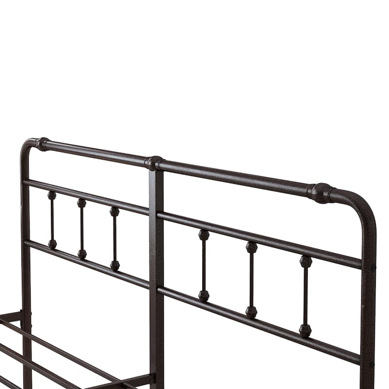 King Size Metal Platform Bed Frame with Victorian Style Wrought IronArt Headboard/Footboard