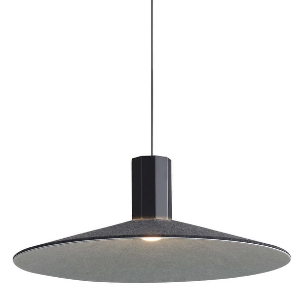 slide 2 of 4, Golden Lighting Faroe 20in Integrated LED Pendant in Flecked Black/Grey Felt - Black