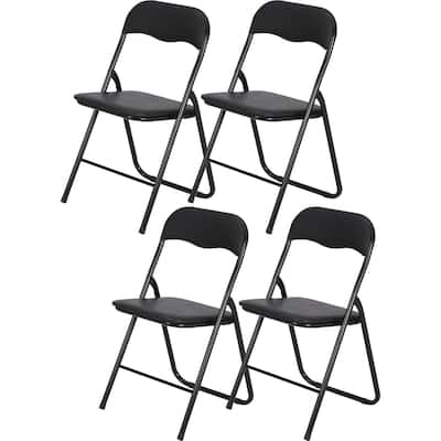 4 Folding Chairs with Cushion, with Non-Slip Feet Pads
