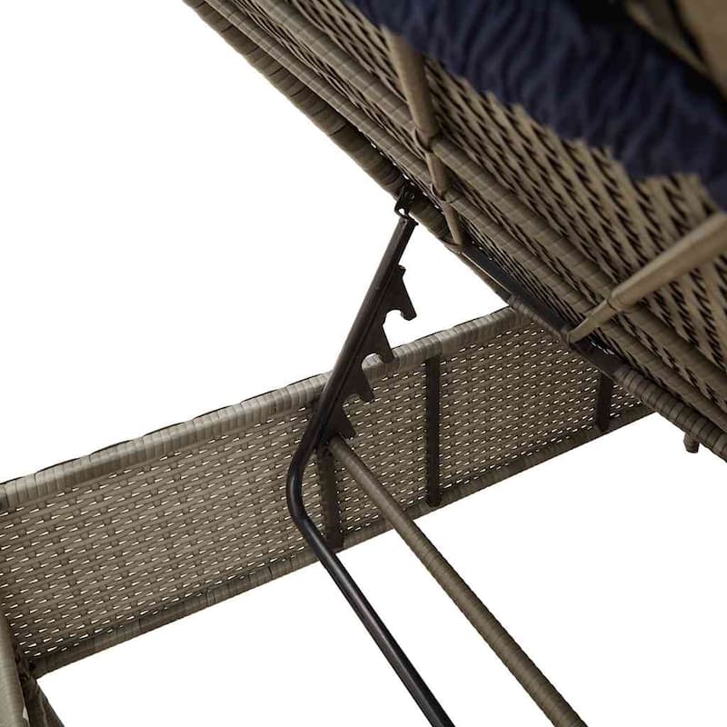 vidaXL Sun Lounger with Table and Cushion Outdoor Poly Rattan Brown/Gray/Black