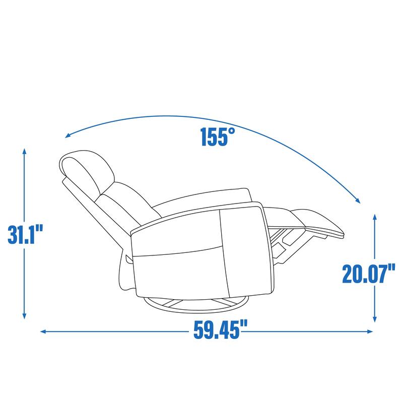 Roomfitters Swivel Rocker Recliner Chair, Manual Massage Glider Armchair with Heat & Vibration, Fabric Living Room Sofa