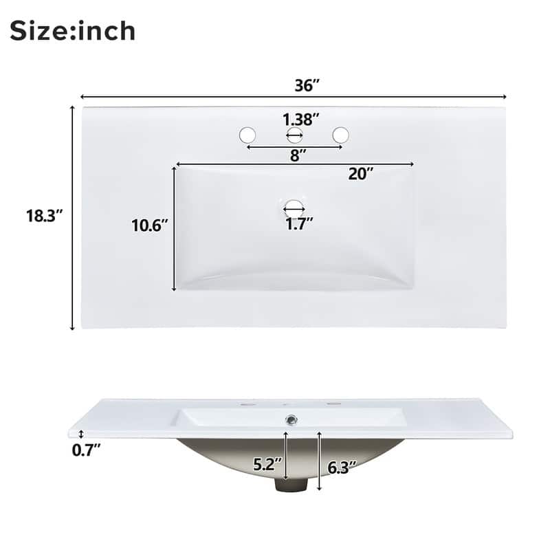 36" Green Bathroom Vanity with Ceramic Sink, Soft-Close Doors, Two Double-Layer & Two Standard Drawers, Adjustable Shelf‌