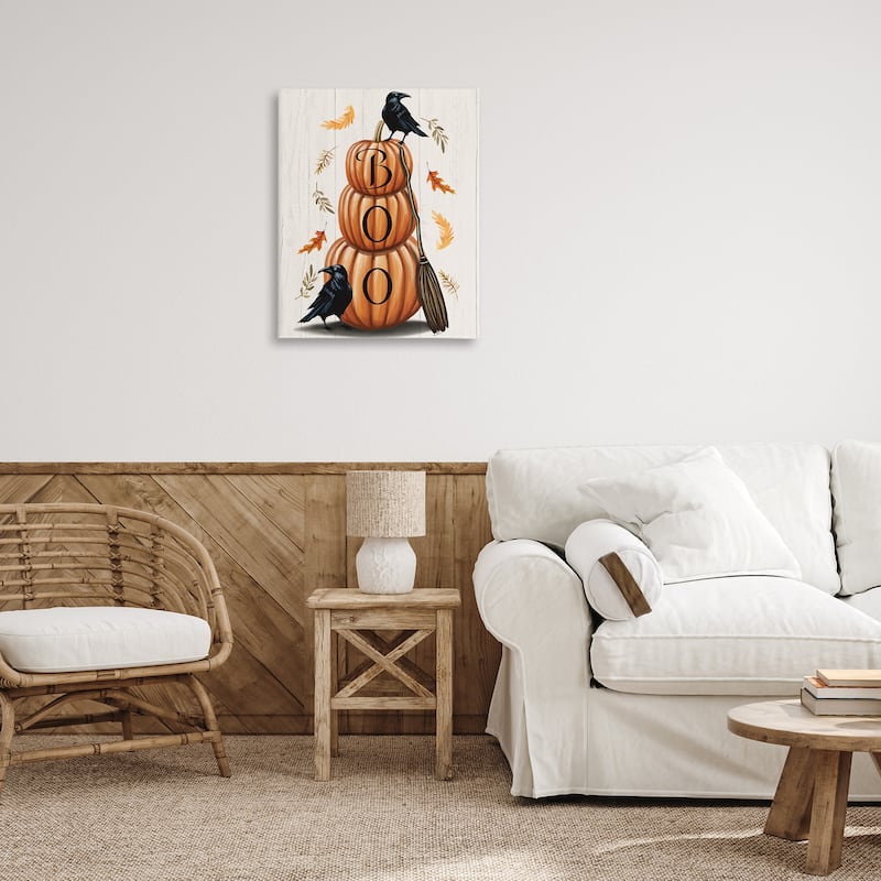 Stupell Boo Crows & Pumpkins Canvas Wall Art Design By Elizabeth Tyndall
