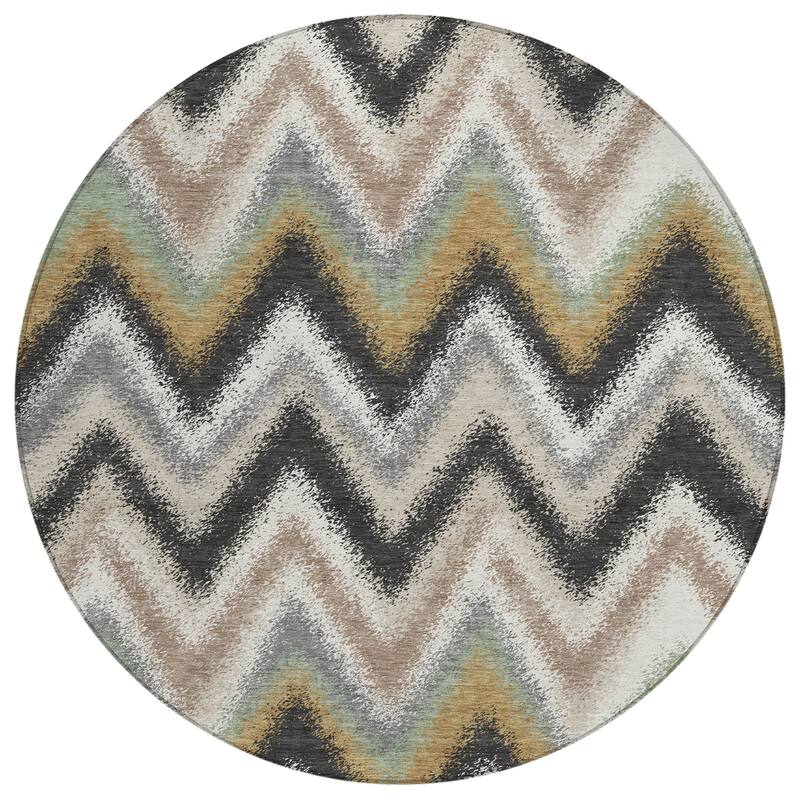 Machine Washable Indoor/ Outdoor Modern Chevron Chantille Rug