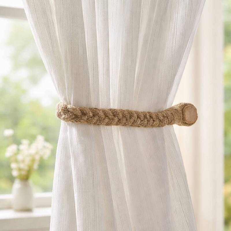 Braided Curtain Tiebacks with Magnetic Closure 19 x 0.5 in