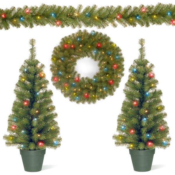 slide 2 of 3, National Tree Company Promotional Assortment with Battery Operated LED Lights - 3 ft