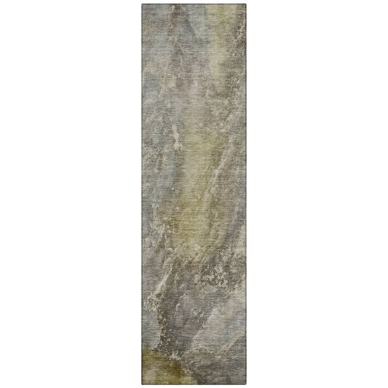 Machine Washable Indoor/ Outdoor Abstract Watercolor Chantille Rug