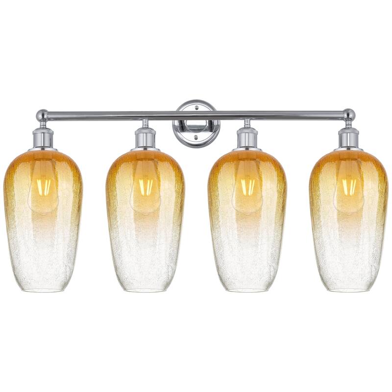 Innovations Lighting Endless Possibilities Edison - Brookhaven Flute - 4 Light 34" Bath Vanity Light - Polished Chrome/Amber