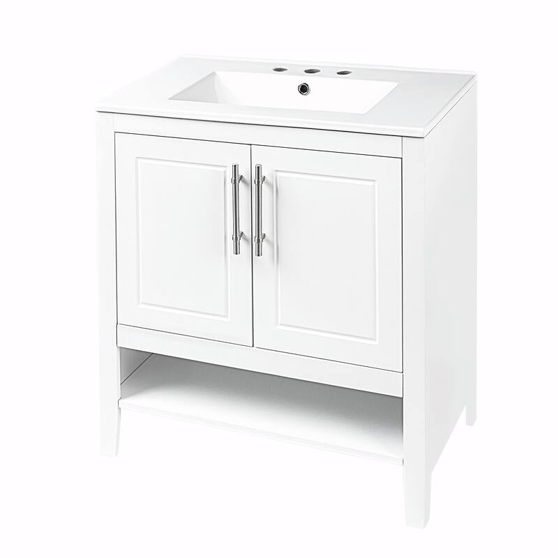30" Bathroom Vanity with Sink, Multi-functional Cabinet with Doors and Drawers
