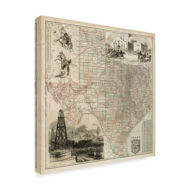 Vision Studio 'Map Of Texas' Canvas Art