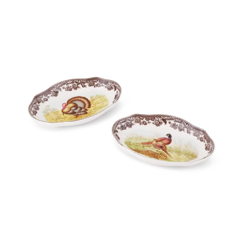 Spode Set of 2 Woodland Pickle Dishes - 8.5 Inch