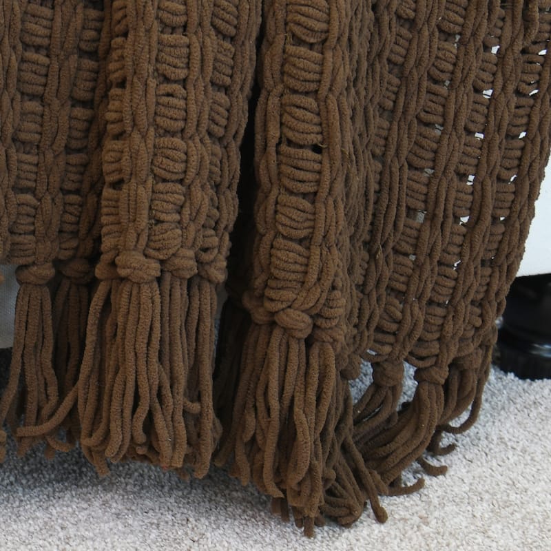 Space Yarn Solid Color Knitted Throw Blanket