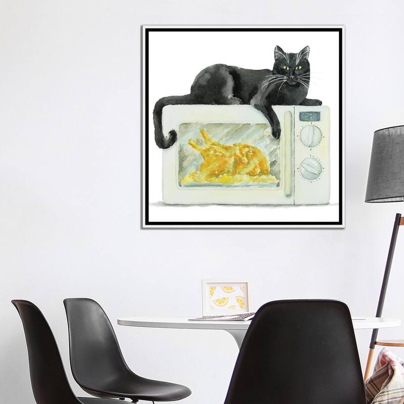 iCanvas "Black Cat On The Microwave" by Alexey Dmitrievich Shmyrov Framed