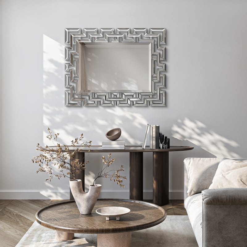 Elegant Geometric Border Beveled Decorative Wall Mirror - Clear - 31 x 40