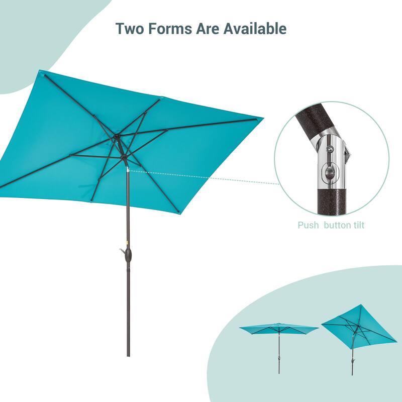 AOOLIMICS 10×6.5FT Rectangular Patio Umbrella with UV Protection, Easy Tilt, and Wind-Resistant Features