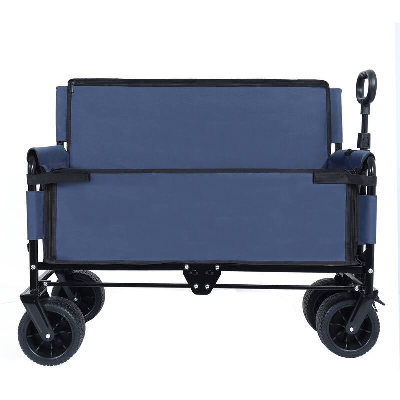 3-in-1 Convertible Folding Wagon with Bench Seat & Storage - 500lb Heavy-Duty, 180L All-Terrain Cart