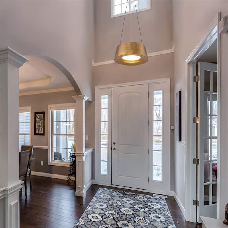 Industrial Antique Gold LED Drum Metal Pendant Light for Dining and Living Room - Antique Gold