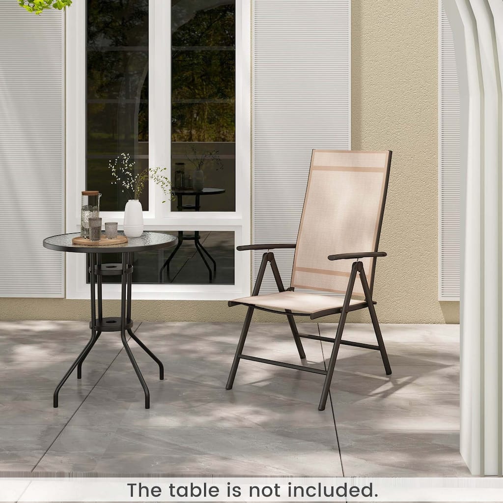 1/2 Pack Folding Patio Chair Outdoor Chair w/ Adjustable High Backrest